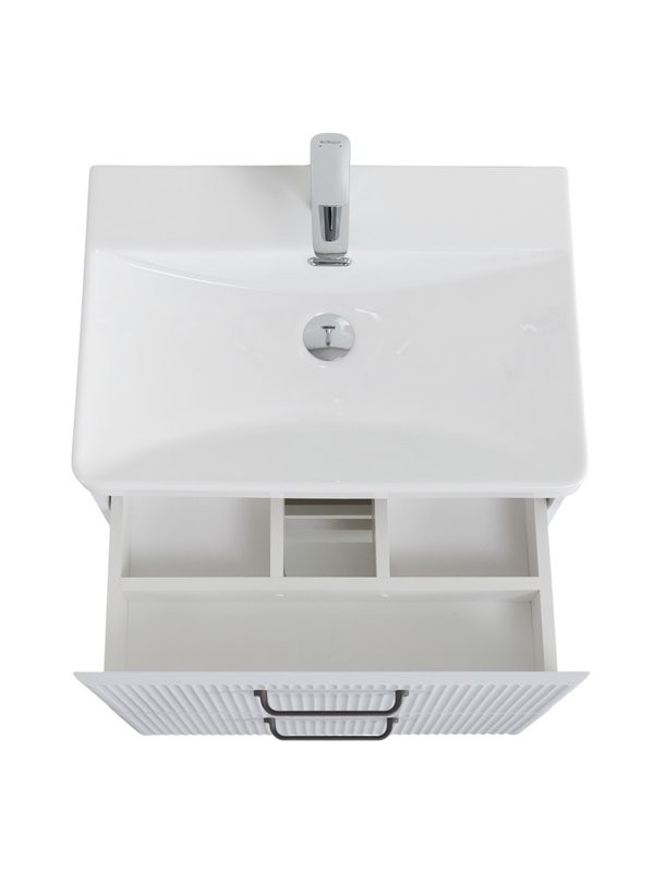 Тумба с раковиной BelBagno Due 60 ручки матовый темный никель, белый металлик