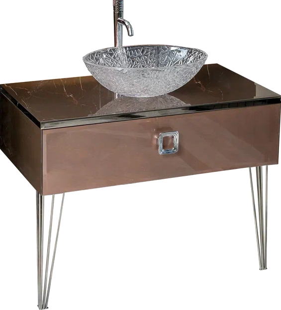 Тумба с раковиной Armadi Art Lucido 100 лиловая, раковина 813, ножки хром