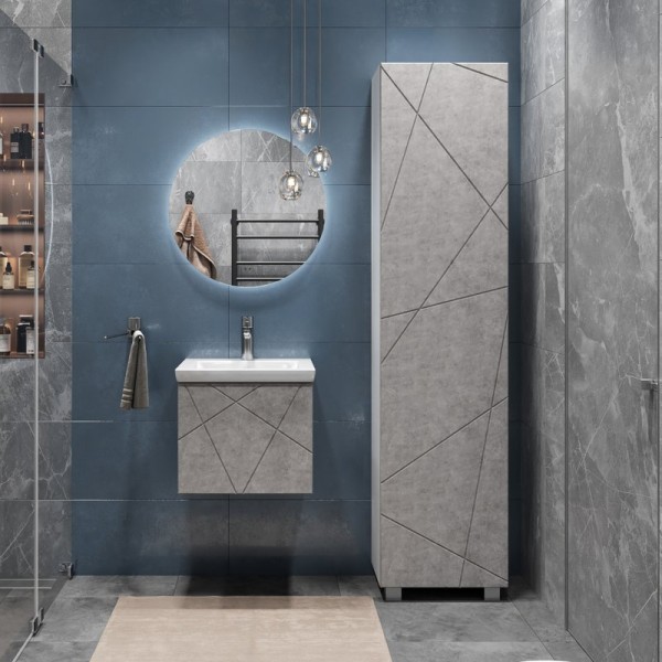 Мебель для ванной комнаты Vigo Geometry 50 подвесная, бетон, раковина Como 50