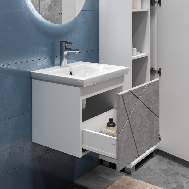 Мебель для ванной комнаты Vigo Geometry 50 подвесная, бетон, раковина Como 50