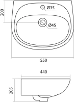Раковина Santek Анимо 1WH110502 55 Раковина Santek Анимо 1WH110502 55