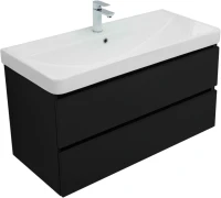 Тумба с раковиной Aquanet Вега 2.0 100 подвесная, черная матовая