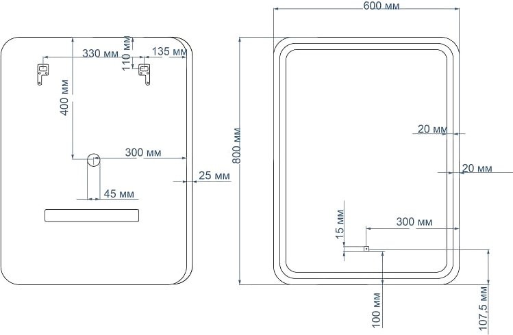 Зеркало Art&Max Genova 60 с подсветкой, функция антизапотевания