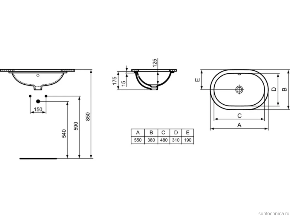 Раковина Ideal Standard Connect E504801 55 см