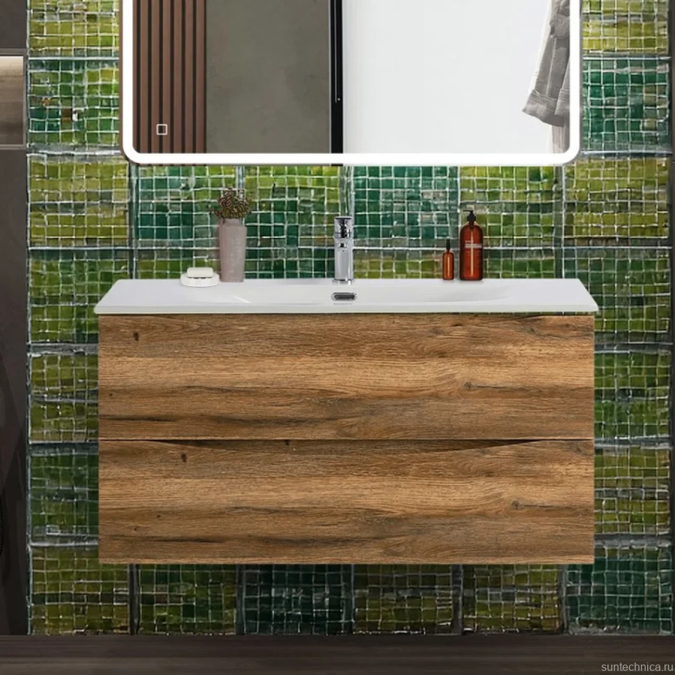 Тумба с раковиной BelBagno Marino-cer-n 100 подвесная, rovere rustico