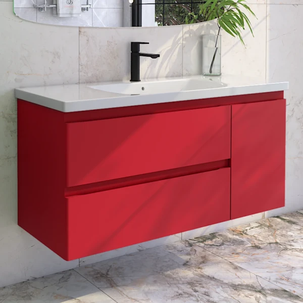 Тумба с раковиной Caprigo Forte 120 R подвесная, красная