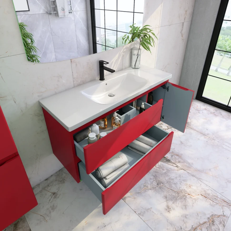Тумба с раковиной Caprigo Forte 120 R подвесная, красная
