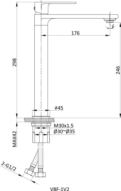Смеситель для раковины Vincea Vogue VBF-1V2MB черный
