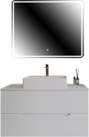 Мебель для ванной комнаты Orange Line 100 подвесная, 2 ящика, матовая белая с раковиной B04-500W