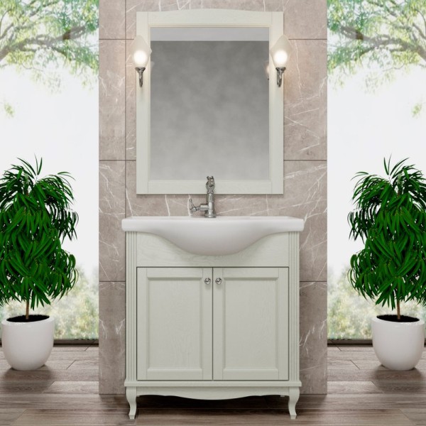 Мебель для ванной комнаты ValenHouse Эллина 80 слоновая кость, 2 дверцы, ручки хром