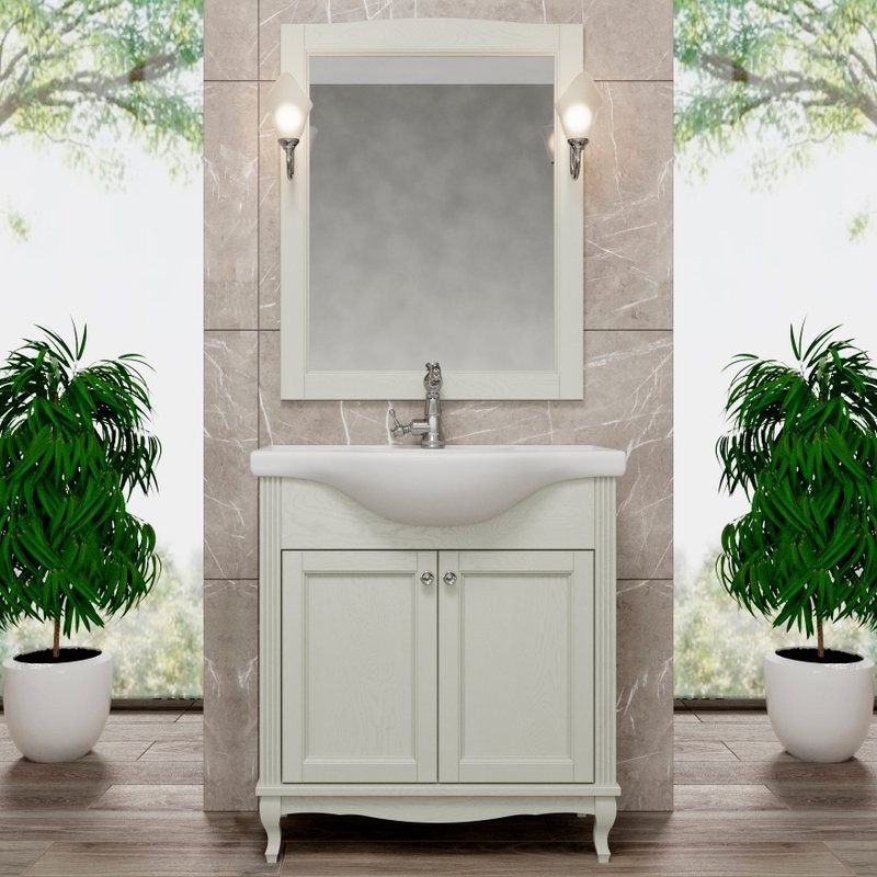 Мебель для ванной комнаты ValenHouse Эллина 80 слоновая кость, 2 дверцы, ручки хром