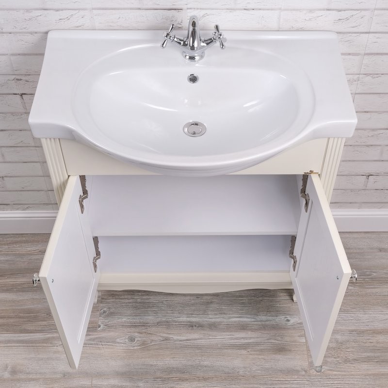 Мебель для ванной комнаты ValenHouse Эллина 80 слоновая кость, 2 дверцы, ручки хром