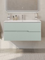 Тумба под раковину без столешницы Cezares Duet-n 100 подвесная, 2 ящика, жемчужная зеленая