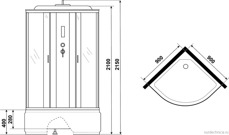 Душевая кабина Niagara Classic NG-2308-14P 90x90 см, с пультом управления