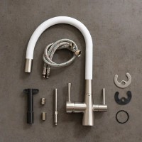 Смеситель для кухни Lemark Comfort LM3075BN-White с гибким изливом, никель, белый