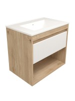 Тумба с раковиной Teymi Vitra 70 дуб, белая волна