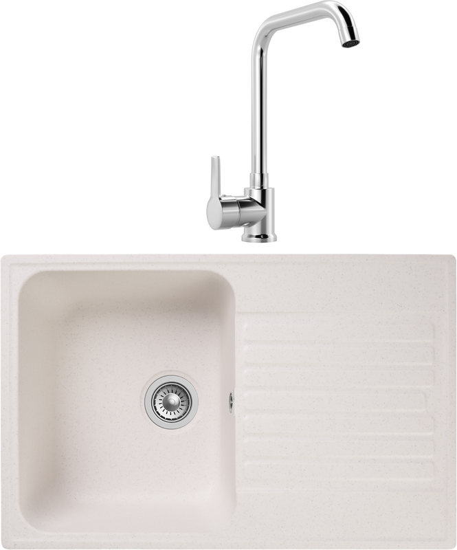 Комплект Мойка GranFest Quarz Z78 белый + Смеситель MEGA Ege MG-PL10 хром