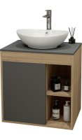 Тумба с раковиной Teymi Nura 60 дуб эврика, матовый графит, раковина Lori 60