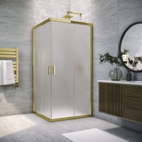 Душевой уголок Vegas Glass ZA Tur Novo h1900 80 09 10 профиль золото, стекло сатин