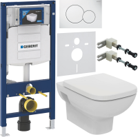 Комплект Унитаз подвесной Ideal Standard I.life A + Крышка T453101 белая + Инсталляция Geberit Duofix UP 320 111.300.00.5 + Кнопка Sigma 01 115.770.11.5 белая + Крепления 111.815.00.1 к стене + Звукоизоляция