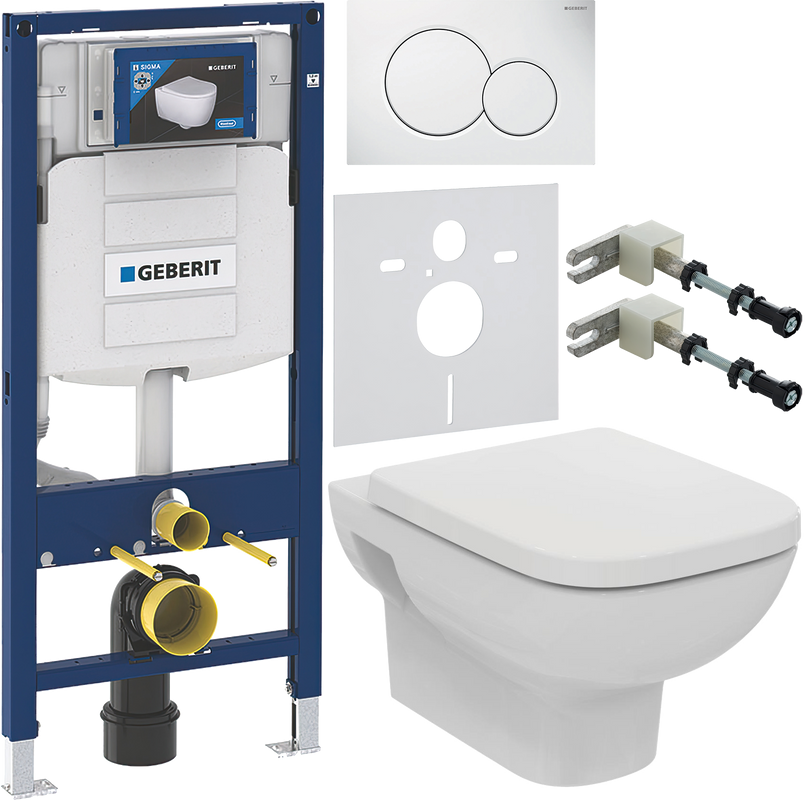 Комплект Унитаз подвесной Ideal Standard I.life A + Крышка T453101 белая + Инсталляция Geberit Duofix UP 320 111.300.00.5 + Кнопка Sigma 01 115.770.11.5 белая + Крепления 111.815.00.1 к стене + Звукоизоляция