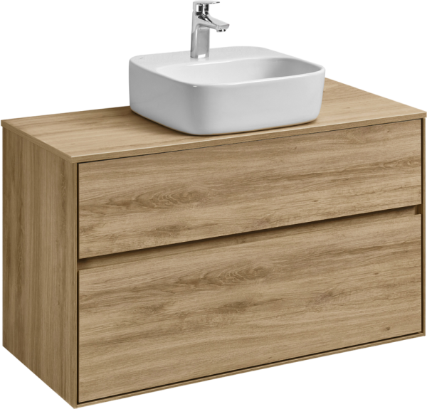 Тумба с раковиной AQUATON Либерти 100 со столешницей дуб эльвезия, раковина Одри 42