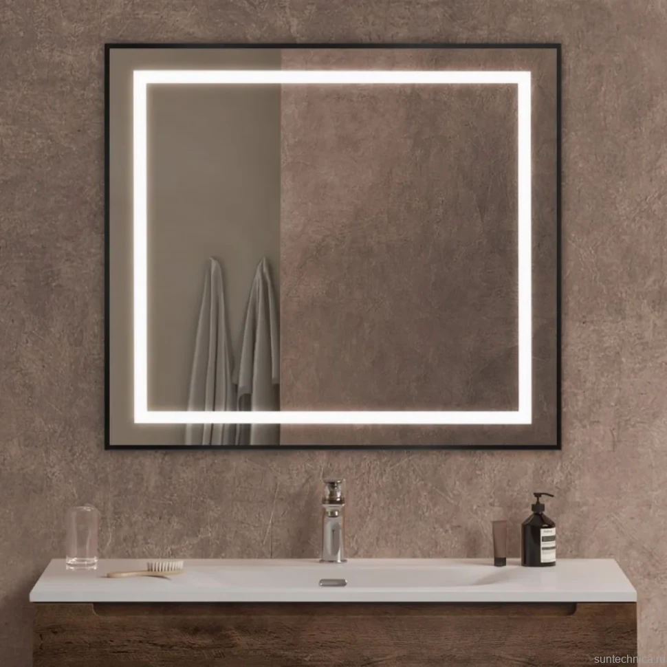 Зеркало BelBagno Kraft 90x80 с подсветкой, черное