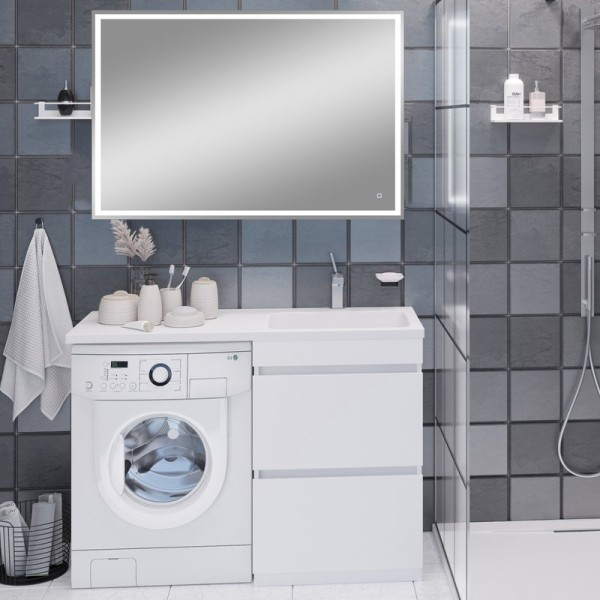 Мебель для ванной комнаты Emmy Джерси 120 R под стиральную машину, зеркало DIWO Дмитров