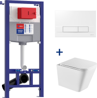 Комплект Lemark Florex 100124422 безободковый, с микролифтом, кнопка смыва белый глянец