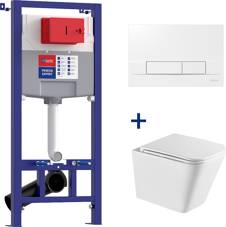 Комплект Lemark Florex 100124422 безободковый, с микролифтом, кнопка смыва белый глянец