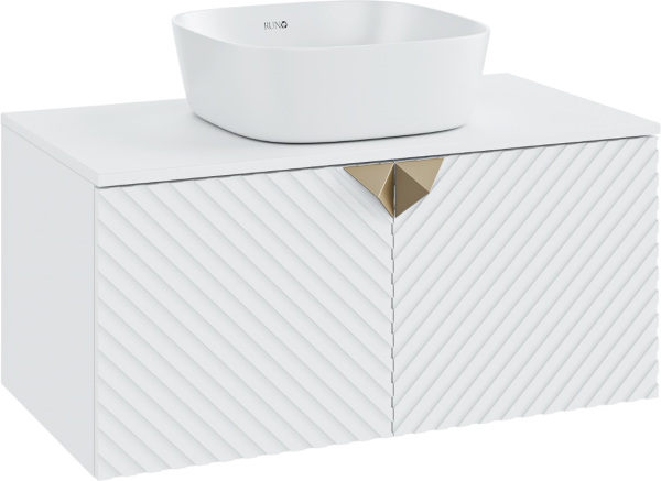 Тумба с раковиной Runo Андорра 85 белая матовая, белый глянец, раковина Bella 40