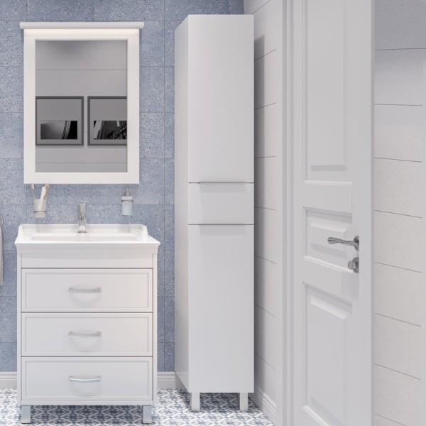 Шкаф пенал для ванной STWORKI Копенгаген 195 R белый