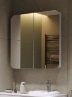 Зеркало-шкаф Alavann Cosmetic трюмо 80x80 с приближением, глянцевый белый