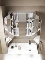 Зеркало-шкаф Alavann Cosmetic трюмо 80x80 с приближением, глянцевый белый
