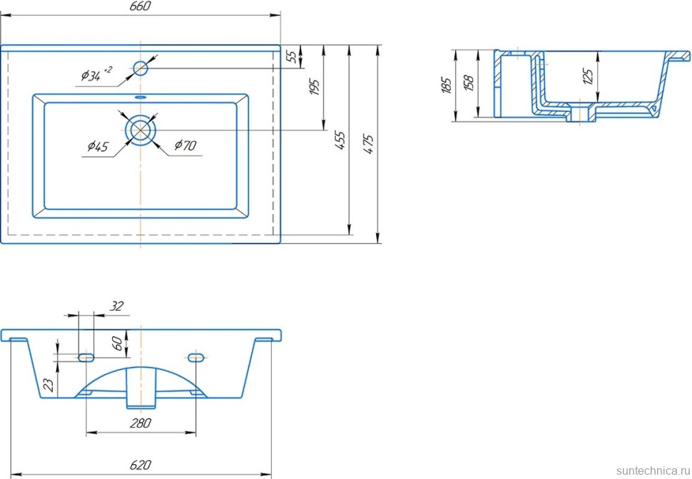 Тумба с раковиной ASB-Mebel Белмонти 65 ясень браш, софт синий