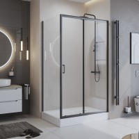 Душевой уголок BelBagno Uno 195 AH 1 120/80 C Nero профиль черный, стекло прозрачное