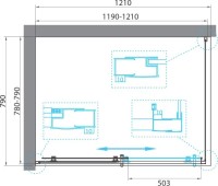 Душевой уголок BelBagno Uno 195 AH 1 120/80 C Nero профиль черный, стекло прозрачное