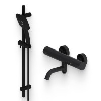 Душевой комплект Термостат Damixa Scandinavian Pure 363000300 для ванны с душем, черный + Гарнитур Galaxy DX75150300