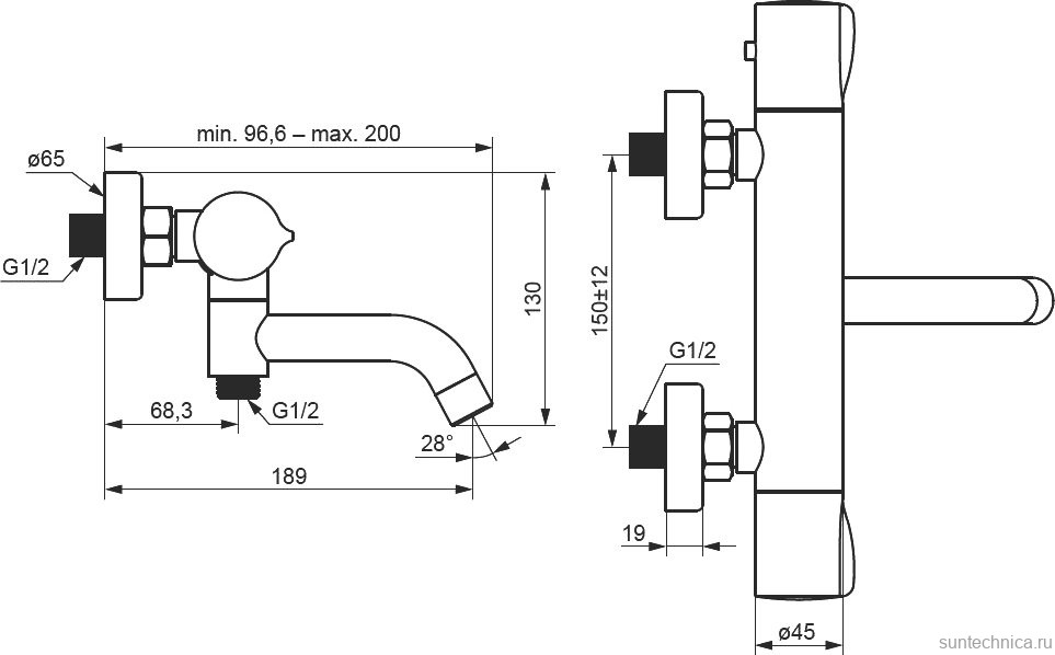 Душевой комплект Термостат Damixa Scandinavian Pure 363000300 для ванны с душем, черный + Гарнитур Galaxy DX75150300