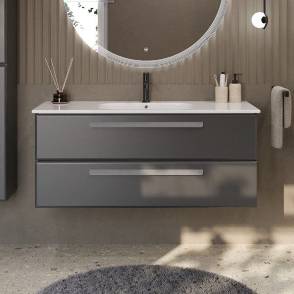 Тумба с раковиной Cezares Eco Cer 120 ручки серые, grafito