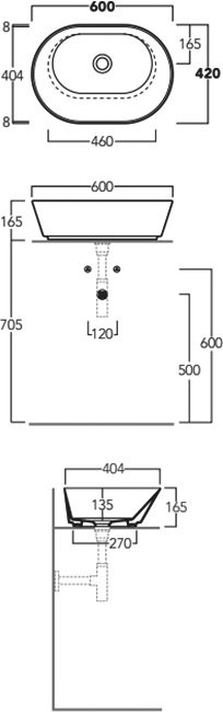 Накладная раковина Simas Wave WA02 bi*0 60x42 см
