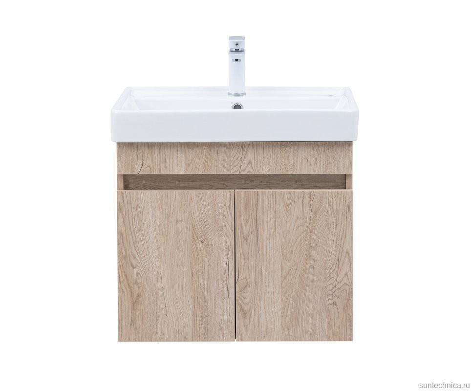 Тумба с раковиной Aquanet Оптима 60 подвесная, дуб светлый