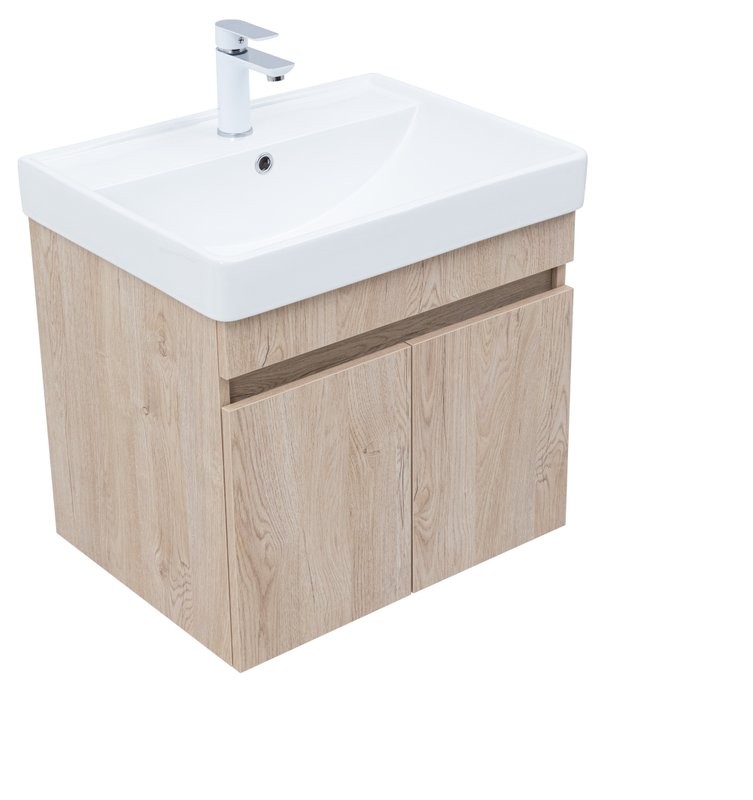 Тумба с раковиной Aquanet Оптима 60 подвесная, дуб светлый