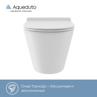Комплект Унитаз подвесной Aqueduto Cone Tornado CONT0110 безободковый, с микролифтом, белый глянцевый + Крепления Geberit Duofix 111.815.00.1 к стене + Инсталляция UP 320 111.300.00.5 + Кнопка Sigma 01 115.770.DW.5 черная + Звукоизоляция