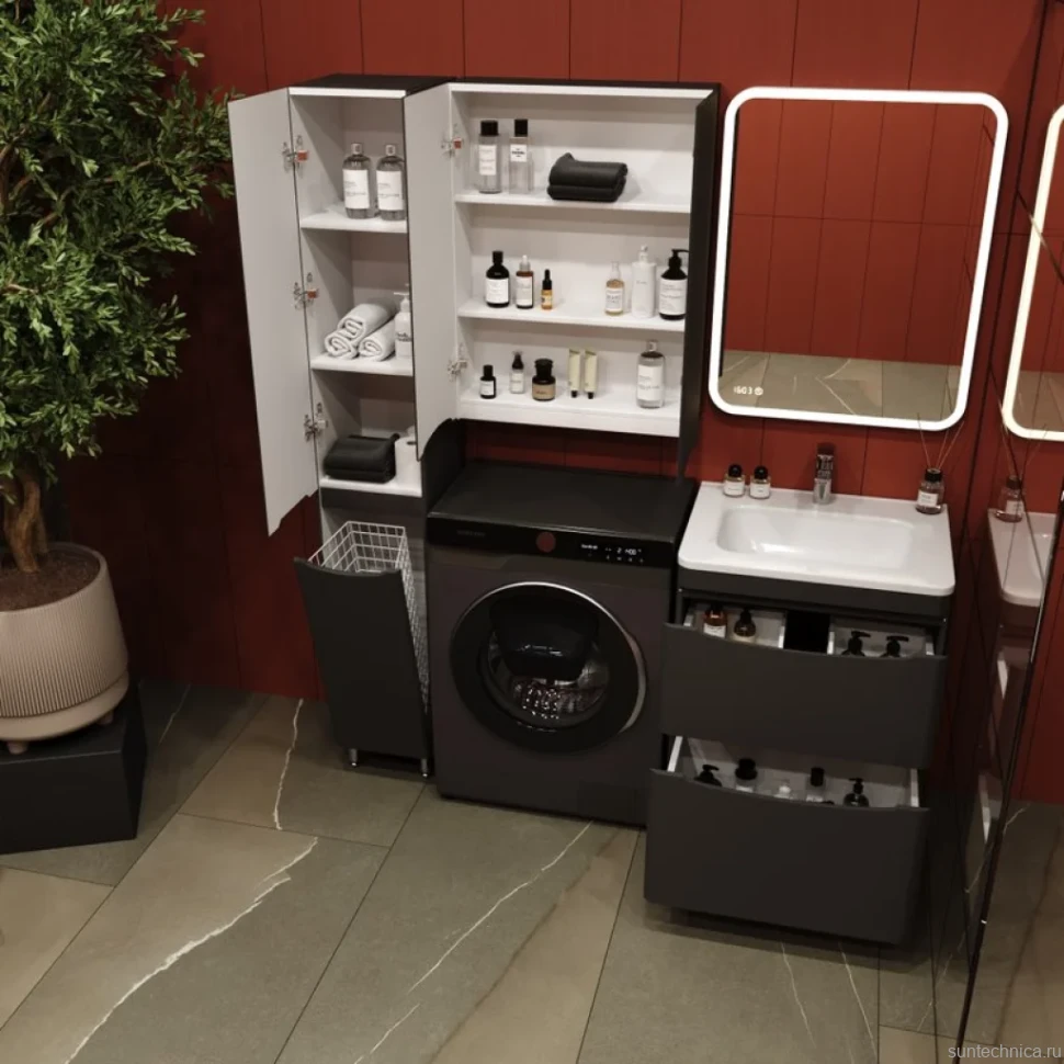 Мебель для ванной комнаты Style Line Бергамо Мини 60 Люкс Plus напольная, антискрейтч черная