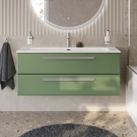 Тумба под раковину без столешницы Cezares Eco Cer-N 120 фисташковый софт, ручки серые