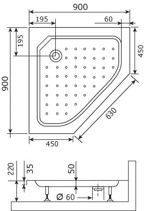Поддон для душа RGW Style TR 90x90x21