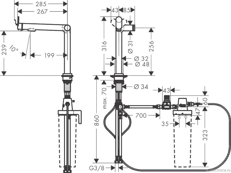 Смеситель для кухни Hansgrohe Aqittura M91 76804000 хром