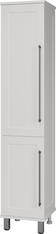 Шкаф пенал для ванной Misty Марта L, белый глянцевый, с бельевой корзиной