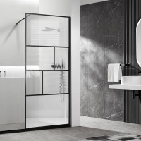 Душевая перегородка Vincea Walk-in HP Art VSW-1HC900CFB 90 см, профиль матовый черный, стекло прозрачное, рифленое